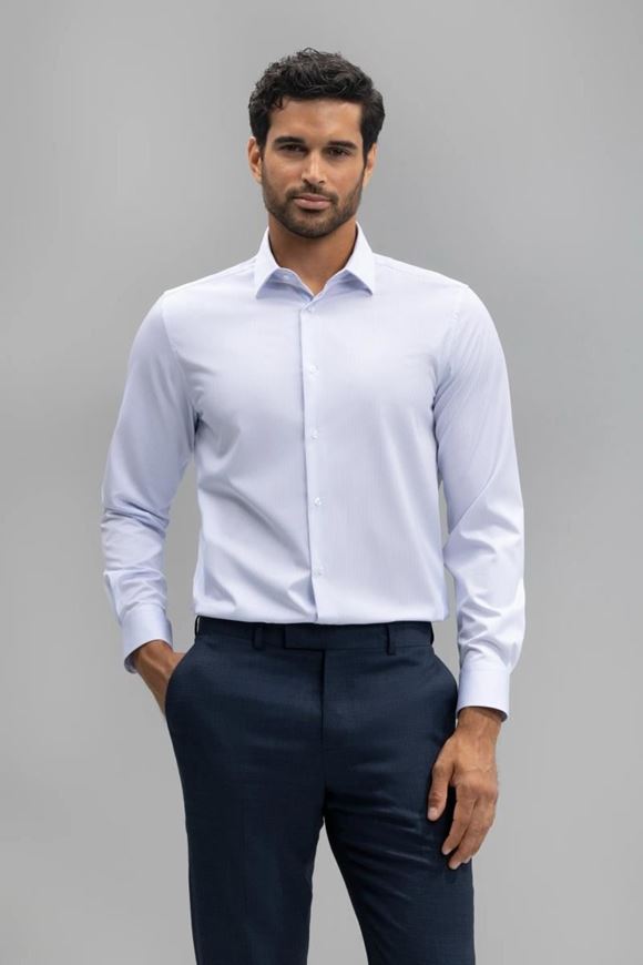 Picture of Camisa de vestir Slim Fit water repellent milrayas blanco/azul
