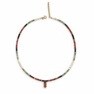 Foto de Collar cuentas facetadas mix de piedras naturales y colgante cornalina