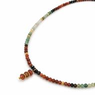 Foto de Collar cuentas facetadas mix de piedras naturales y colgante cornalina