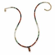 Foto de Collar cuentas facetadas mix de piedras naturales y colgante cornalina