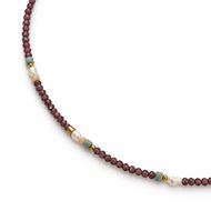 Foto de Collar cuentas cafetadas de granate y perlitas de agua dulce