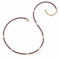 Foto de Collar cuentas cafetadas de granate y perlitas de agua dulce