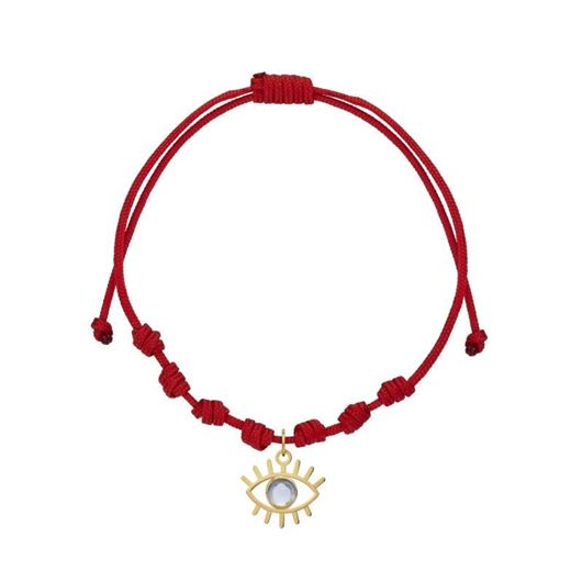 Foto de Pulsera 7 nudos nylon rojo Ojo amuleto en oro amarillo de 18kt