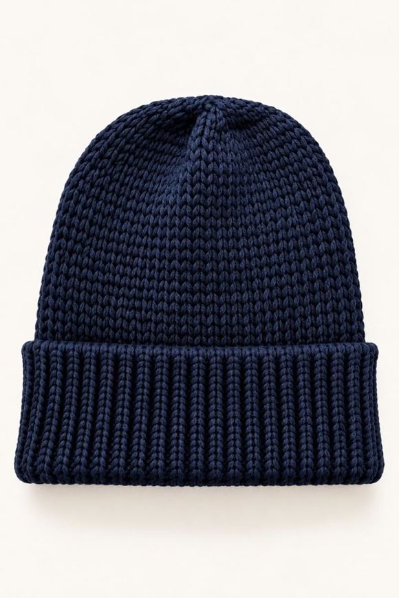 Foto de Gorro de punto grueso marino con vuelta