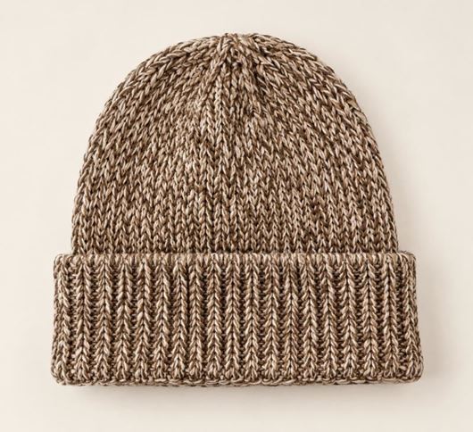 Foto de Gorro de Punto Jaspeado Beige y Marrón con vuelta
