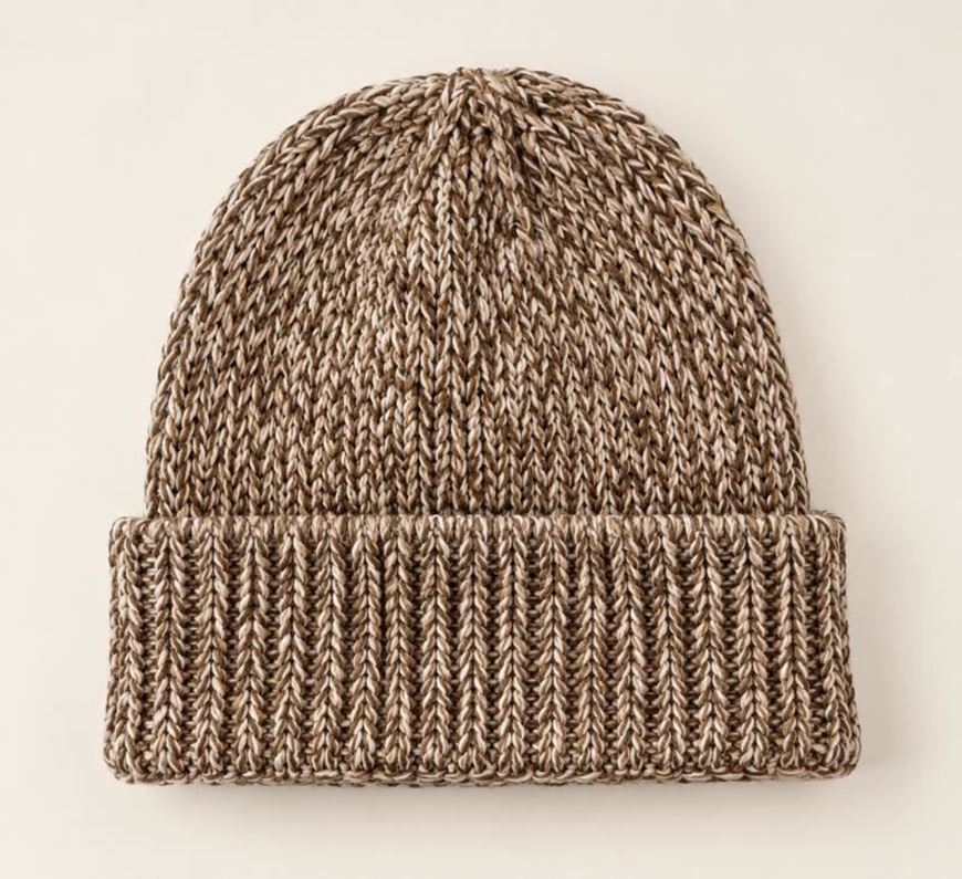 Foto de Gorro de Punto Jaspeado Beige y Marrón con vuelta