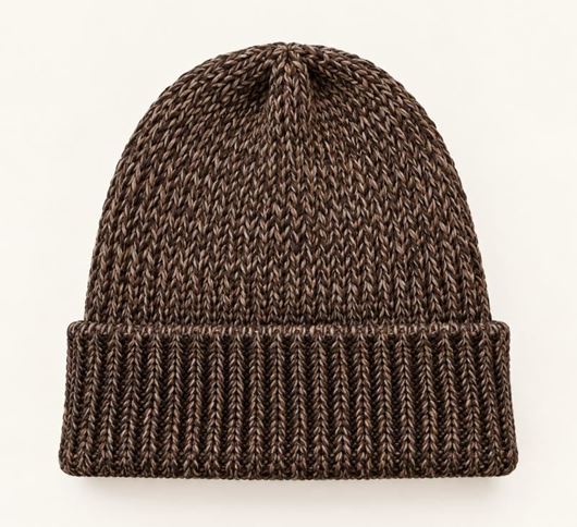 Foto de Gorro de Punto Jaspeado Marrón con vuelta
