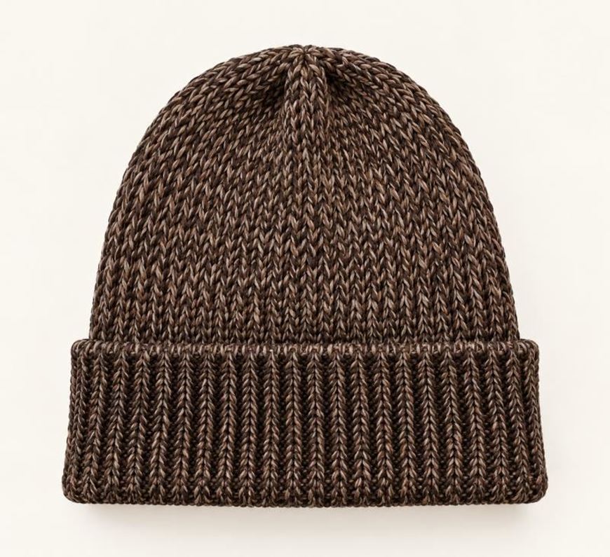Foto de Gorro de Punto Jaspeado Marrón con vuelta