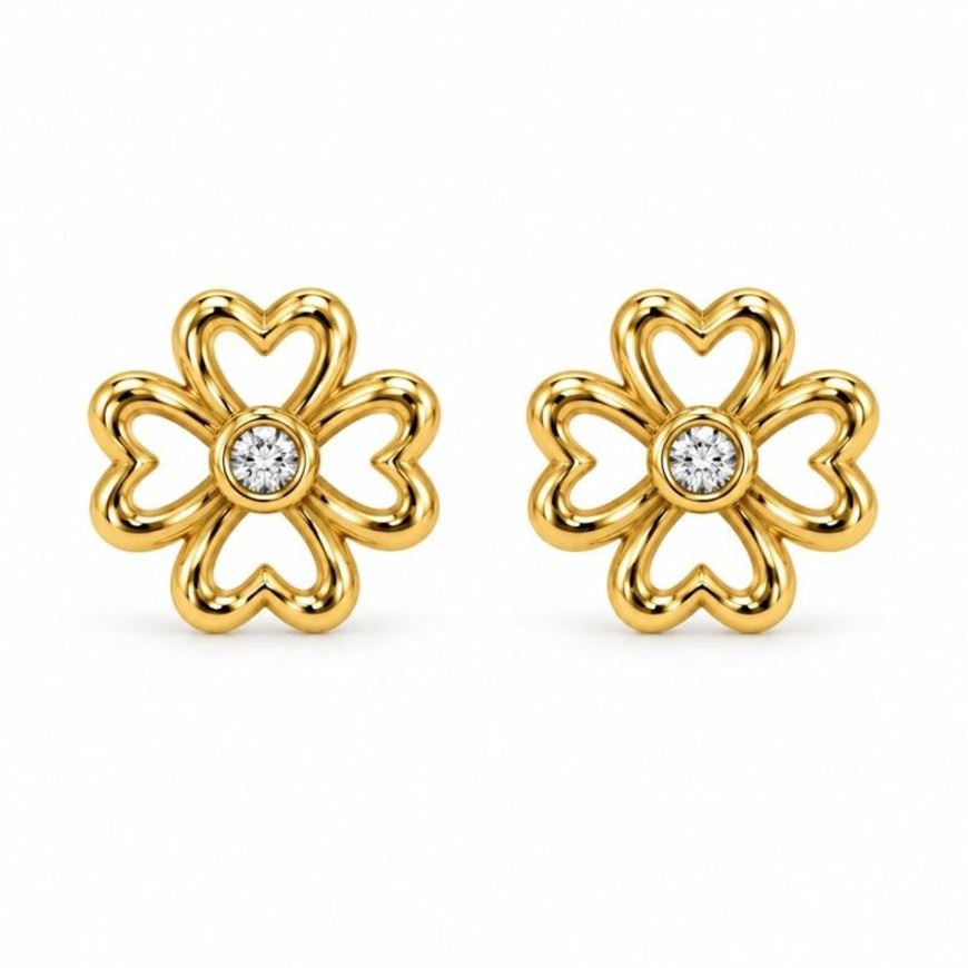 Foto de Dormilones oro amarillo 18kt flor
