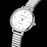 Foto de Reloj esfera sunray eslabones con numerales plateado