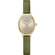 Foto de Reloj Petite oval piel con números romanos dorado y verde