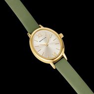 Foto de Reloj Petite oval piel con números romanos dorado y verde
